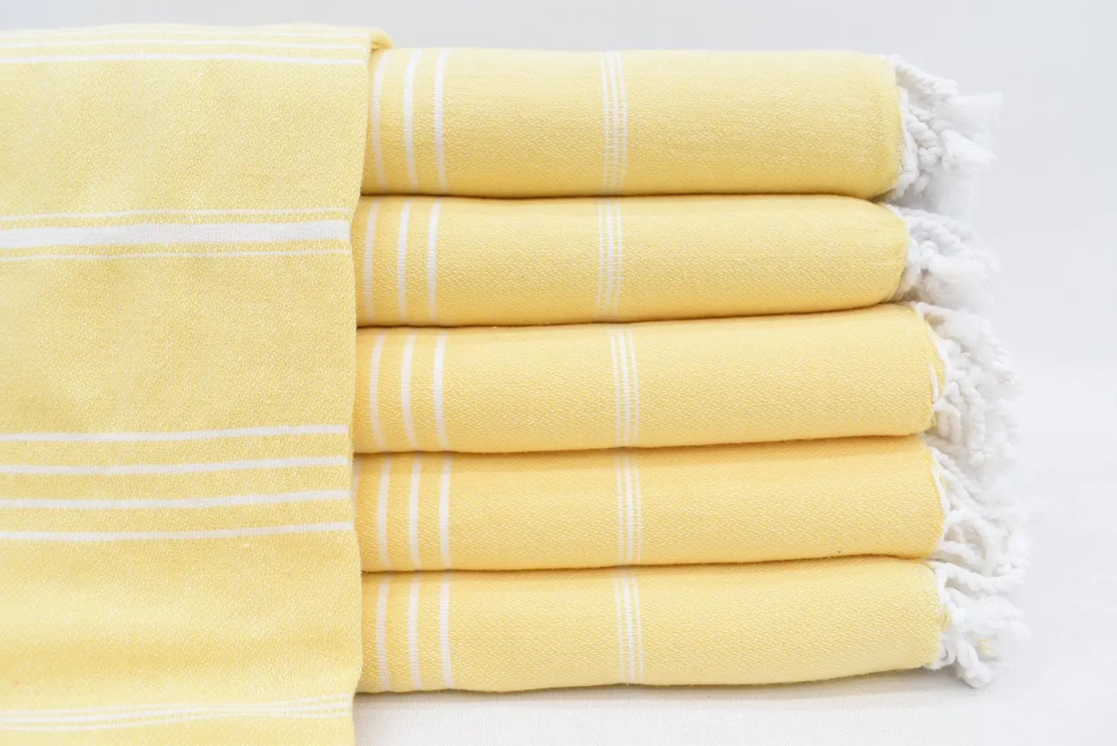Monaco Yellow Turkish Towel 40 Inch by 70 Inch Hand Loomed 100 Percent Natural Cotton Quick Drying Lightweight Beach Bath Scarf Picnic Blanket - Love Salve